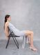 Grey Melange Backless Long Dress _4