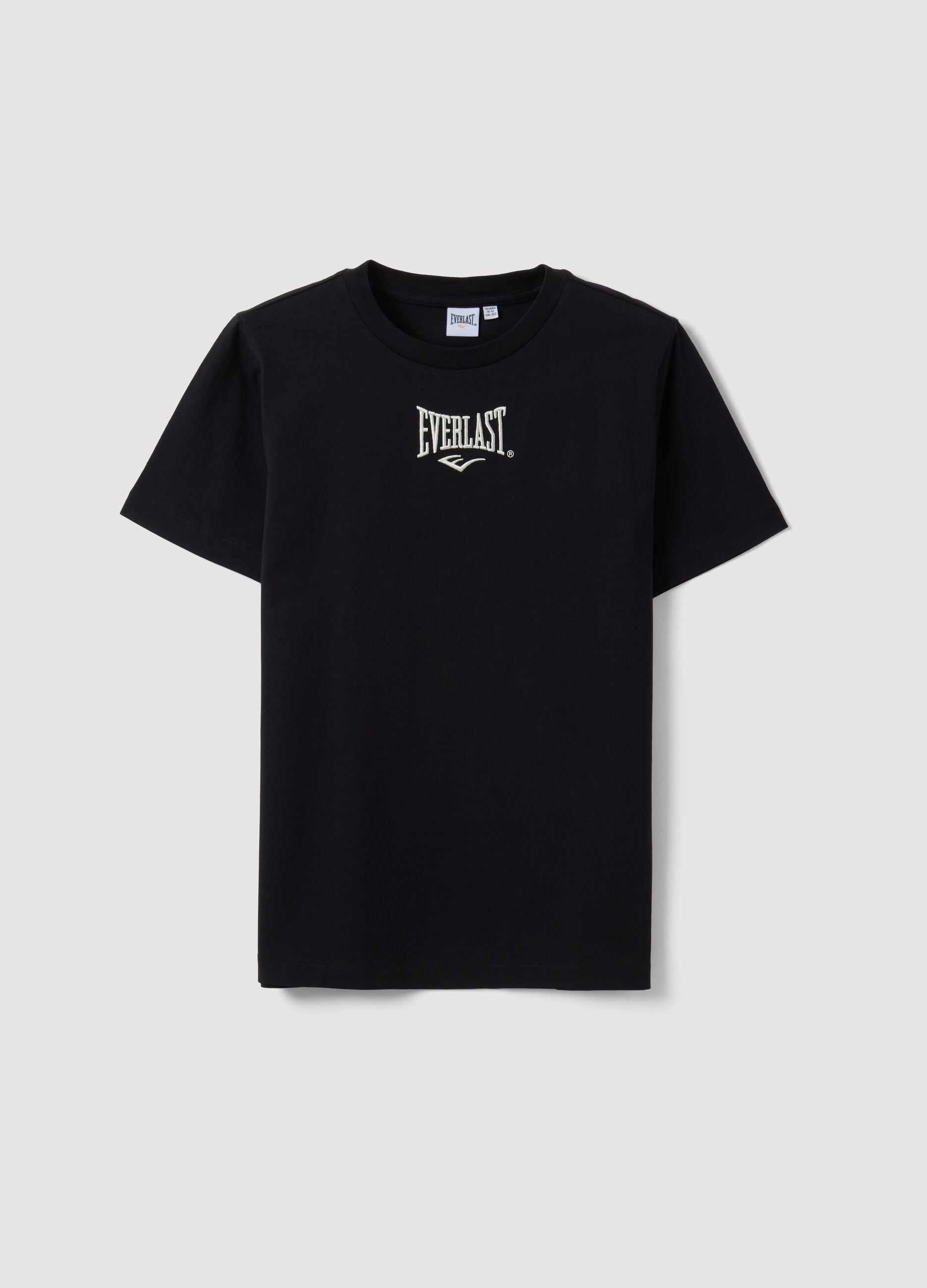 Black pure cotton logo T-shirt, regular fit, for boys