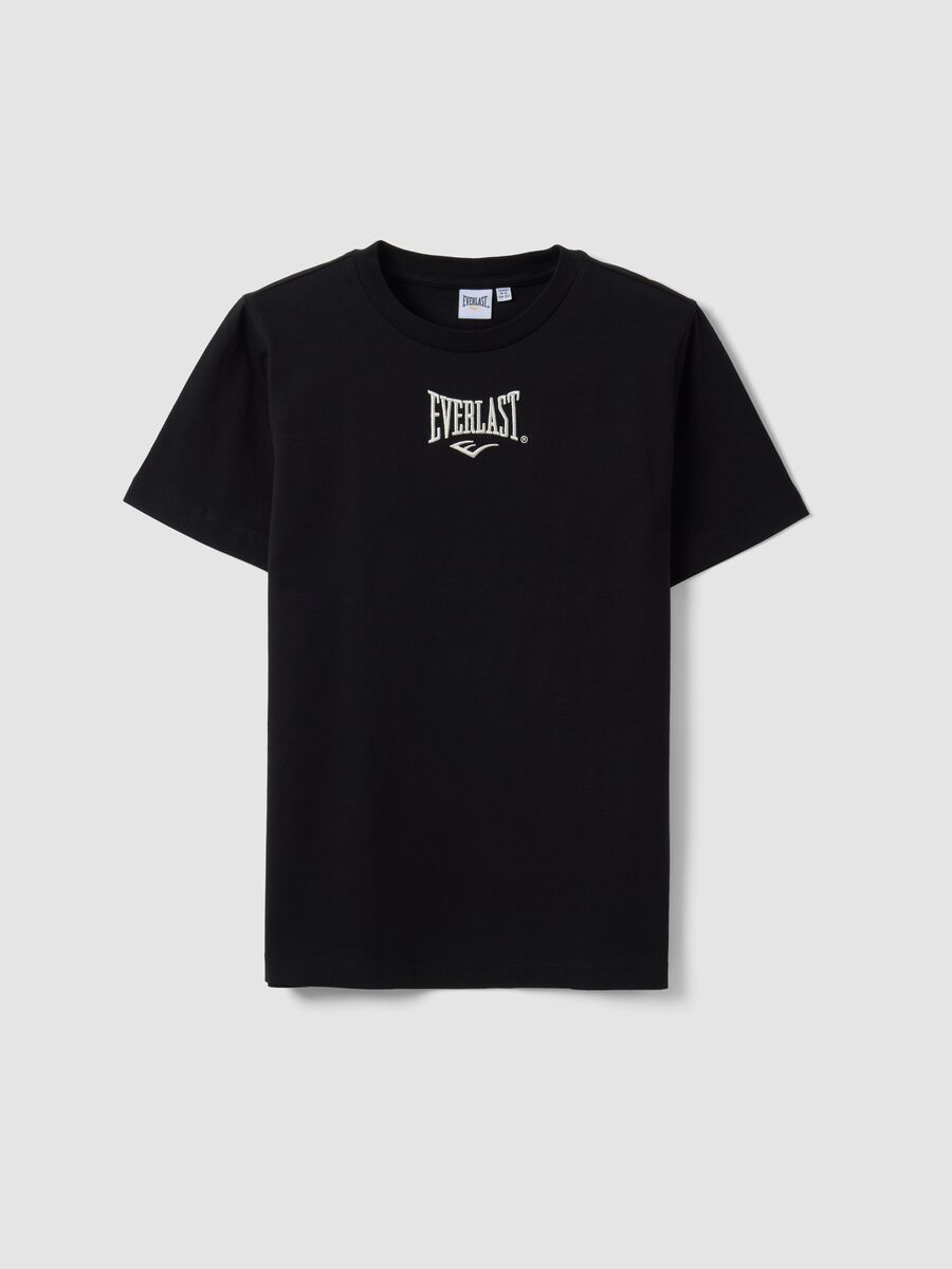 Black pure cotton logo T-shirt, regular fit, for boys_3