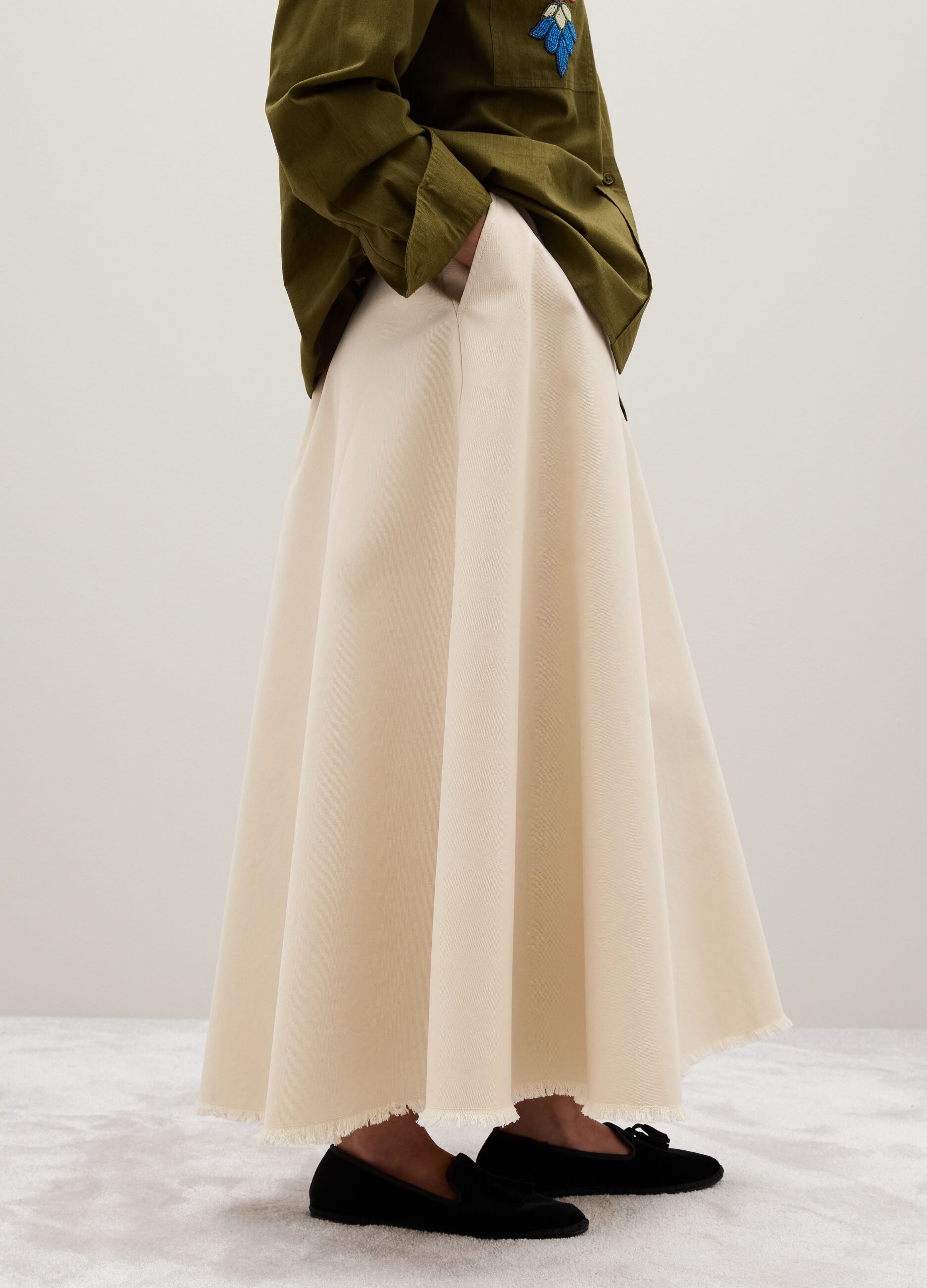 Gonna in puro cotone beige