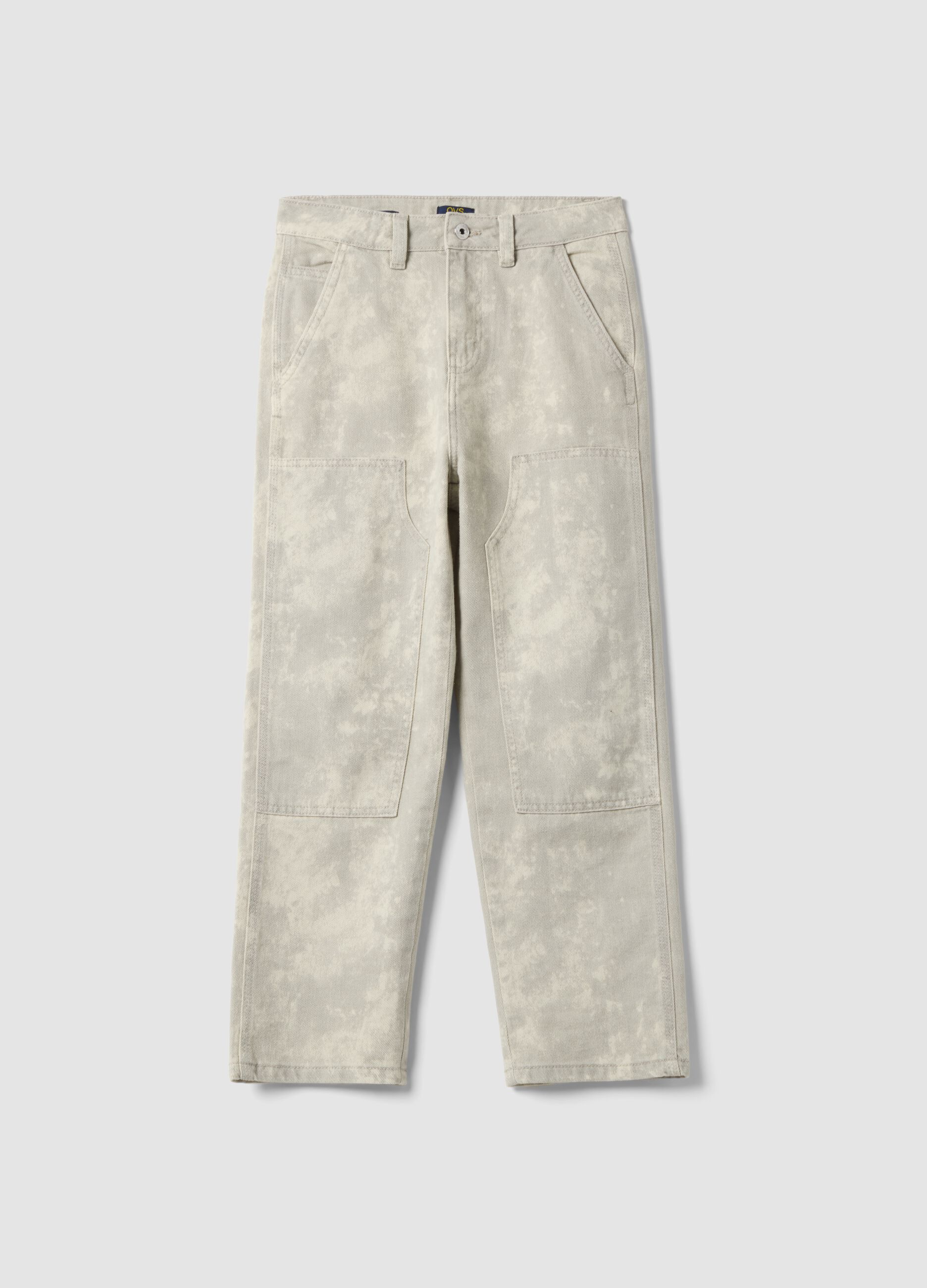 White pure cotton boys&rsquo; trousers with gradient print
