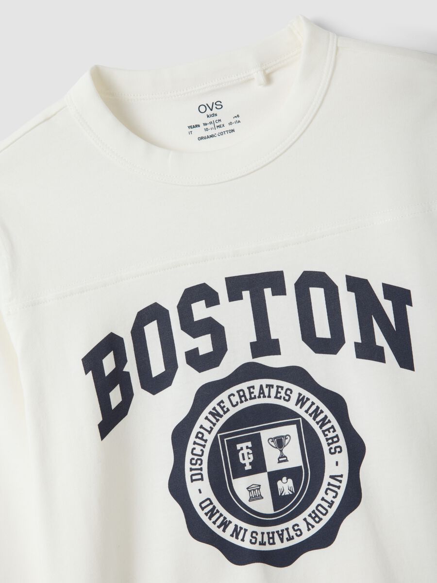 White pure organic cotton T-shirt with varsity print_4