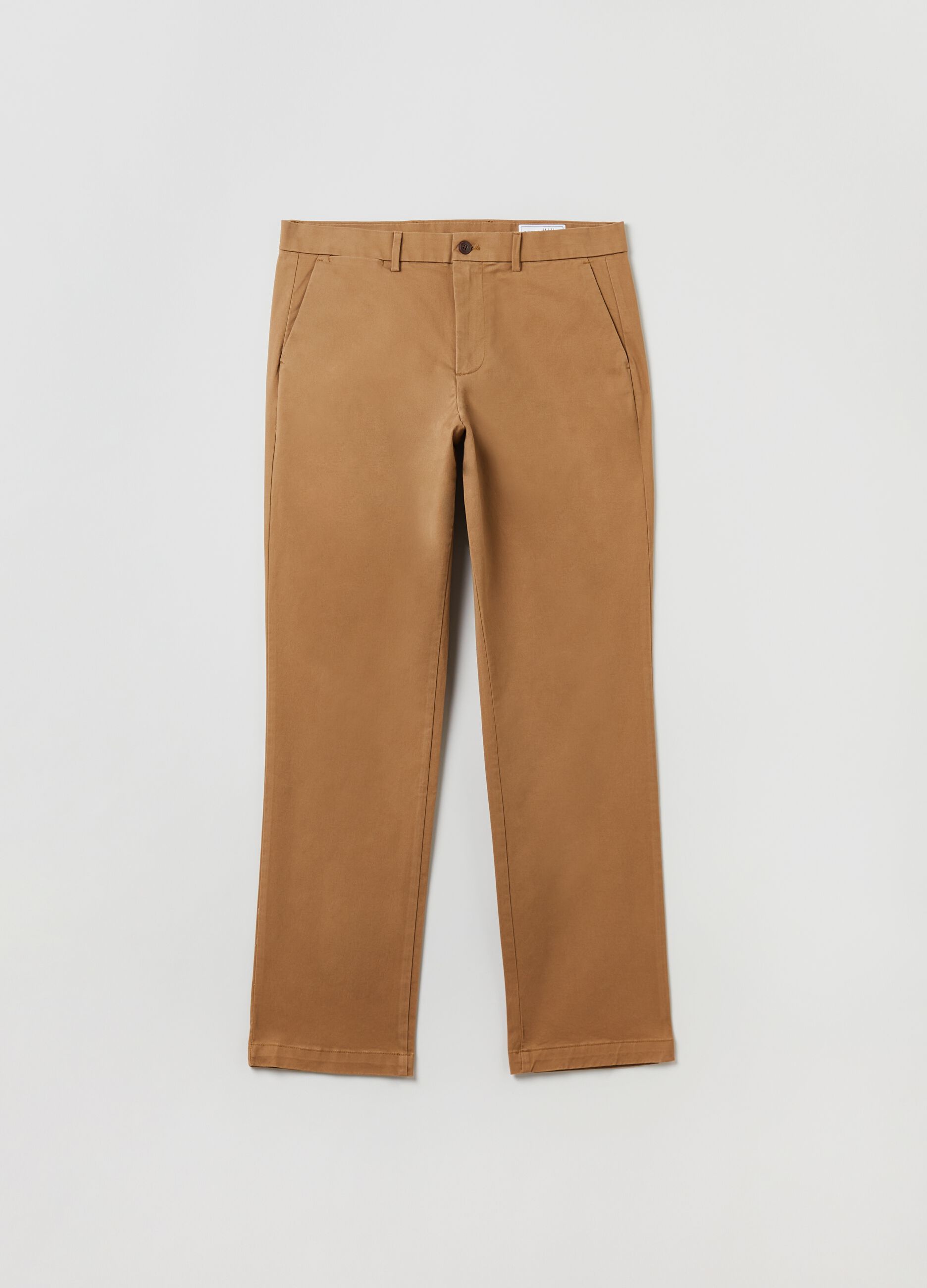 Pantaloni straight fit in cotone stretch