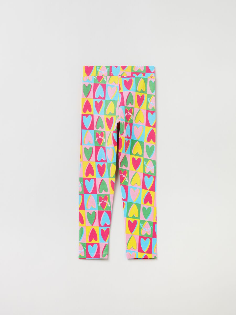 Leggings in cotone stretch con stampa_1