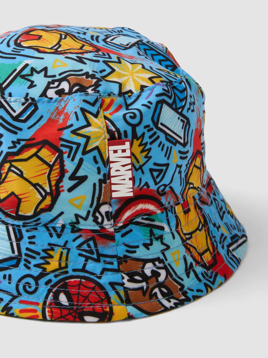 Cappello bucket azzurro con stampa all over_1