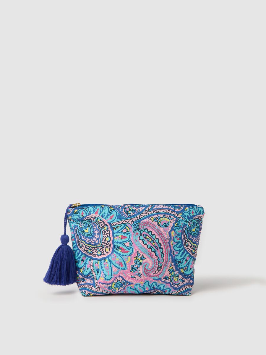 Clutch bag with tassel and paisley print_0