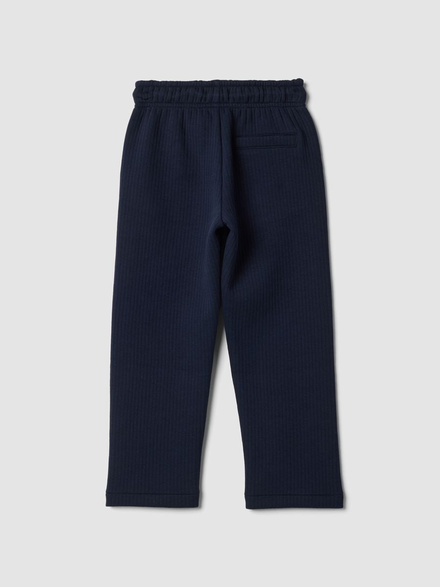 Blue ribbed cotton-blend trousers_2