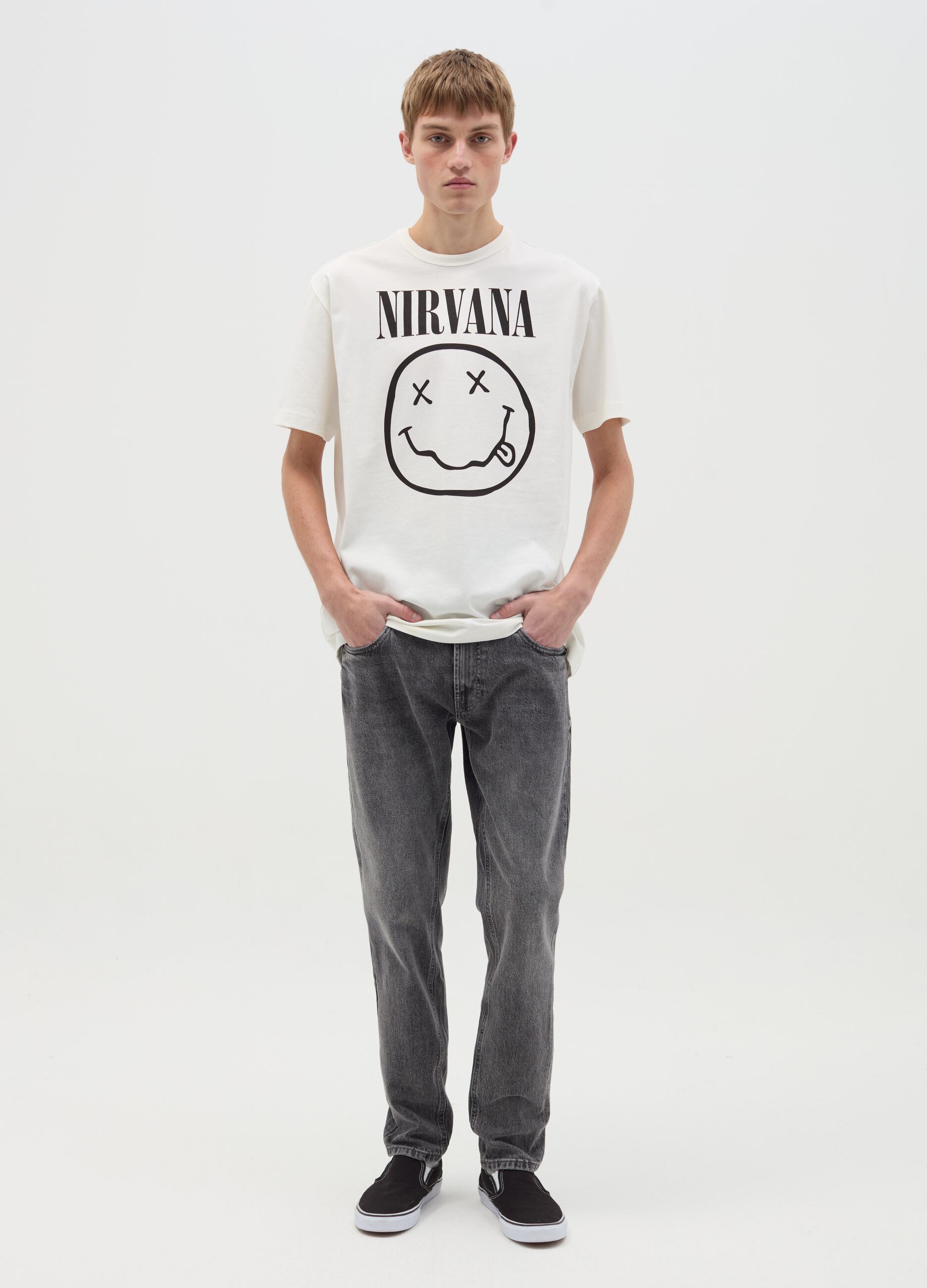 Cotton T-shirt with Nirvana print