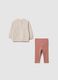 Girls' beige and pink pure cotton top and trousers set_1