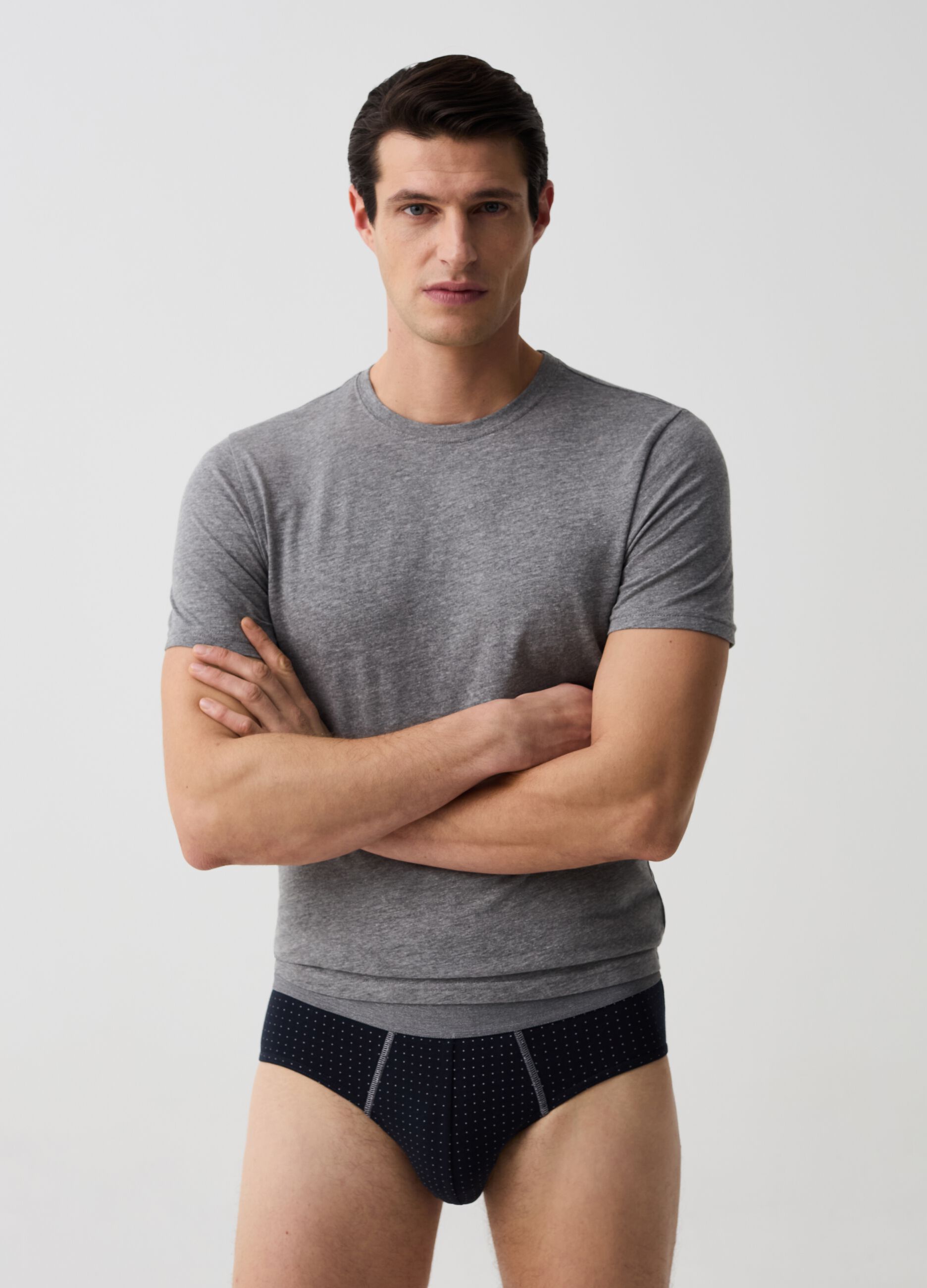 Three-pack patterned briefs in stretch organic cotton