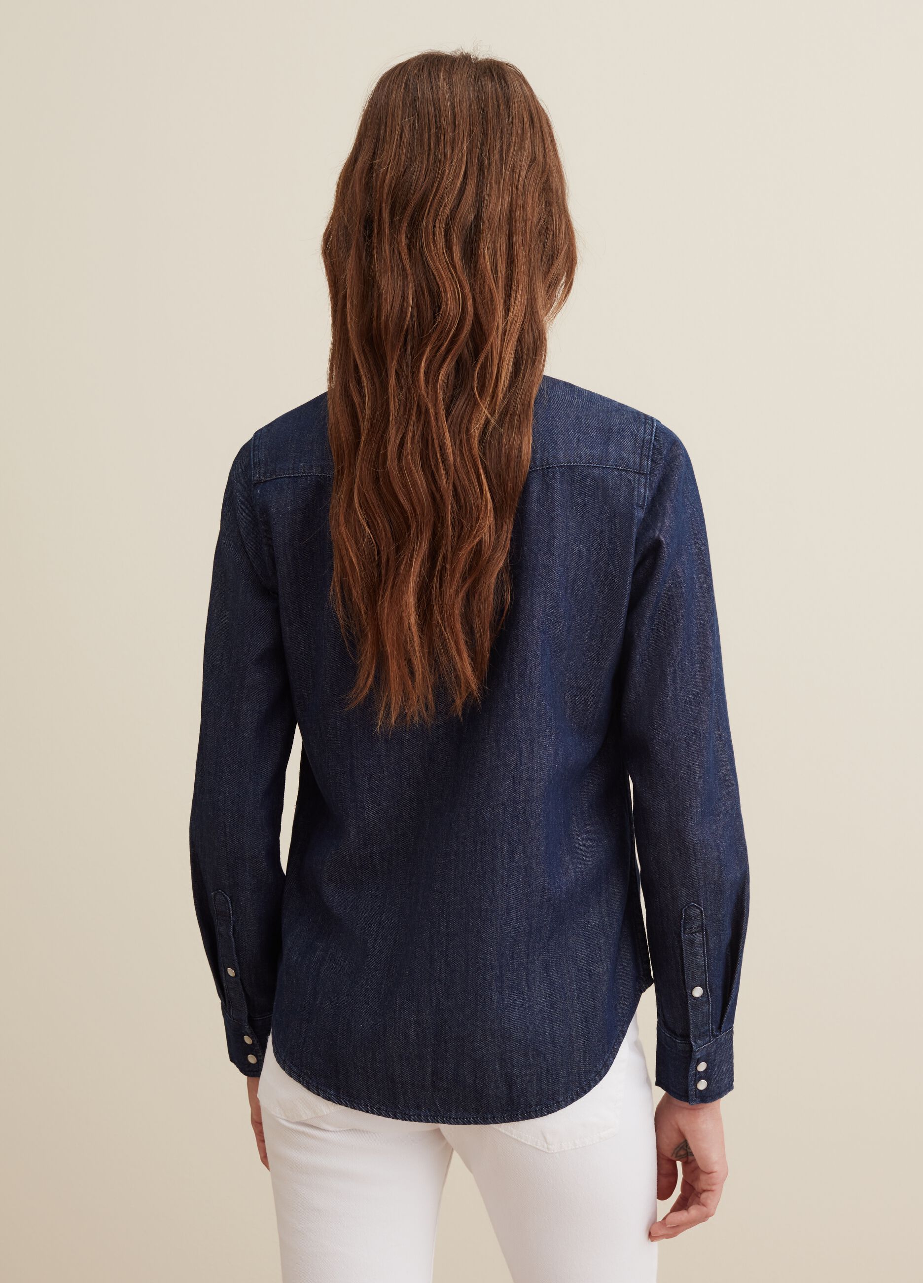 Camicia western in denim con bottoni perlati_2