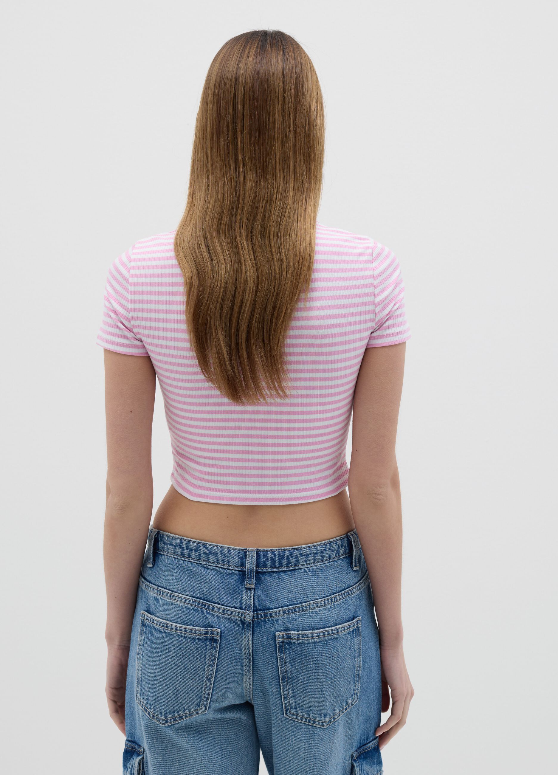Women’s multicoloured fitted T-shirt in stretch cotton