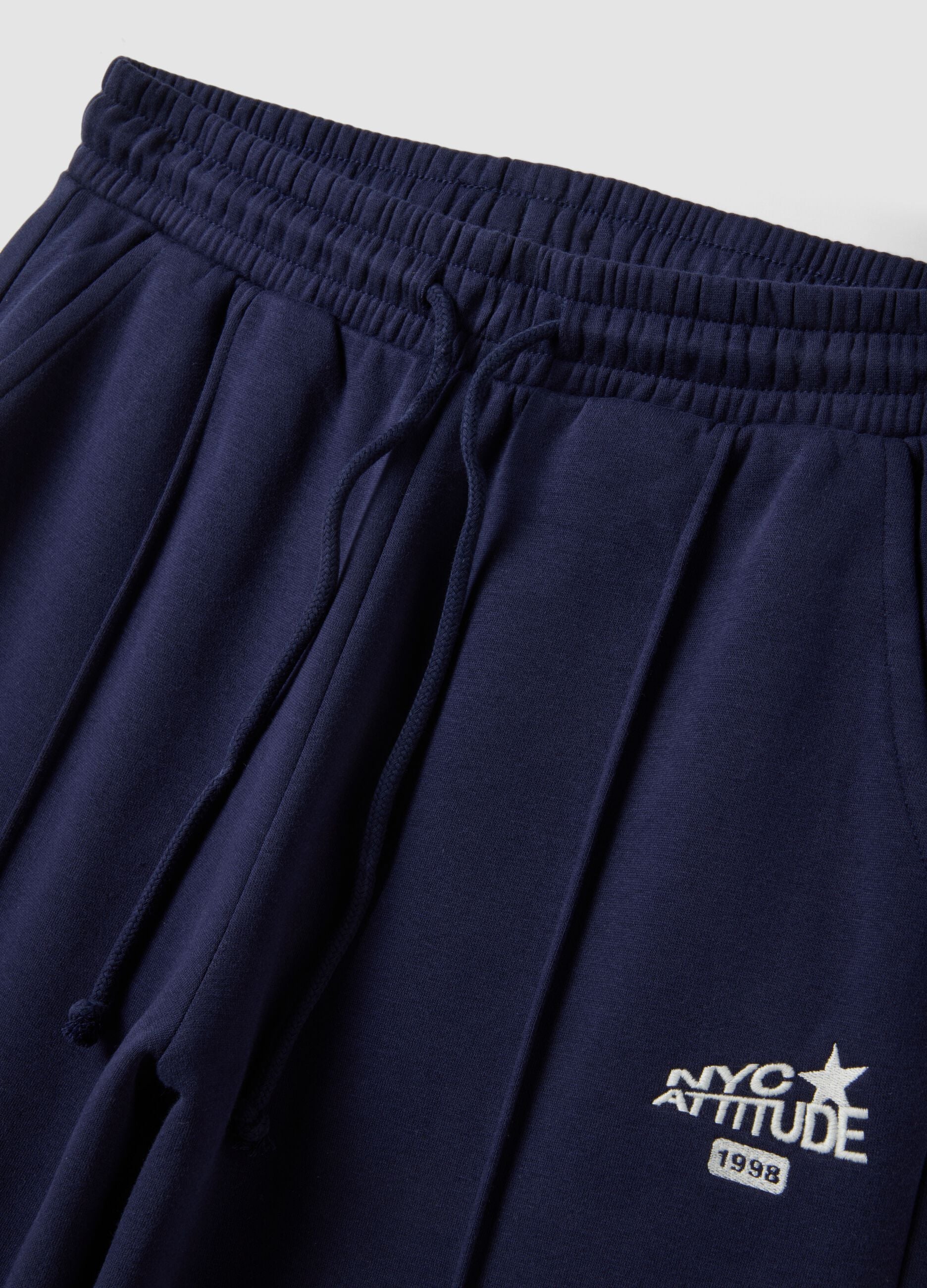 Blue cotton-blend straight-fit joggers