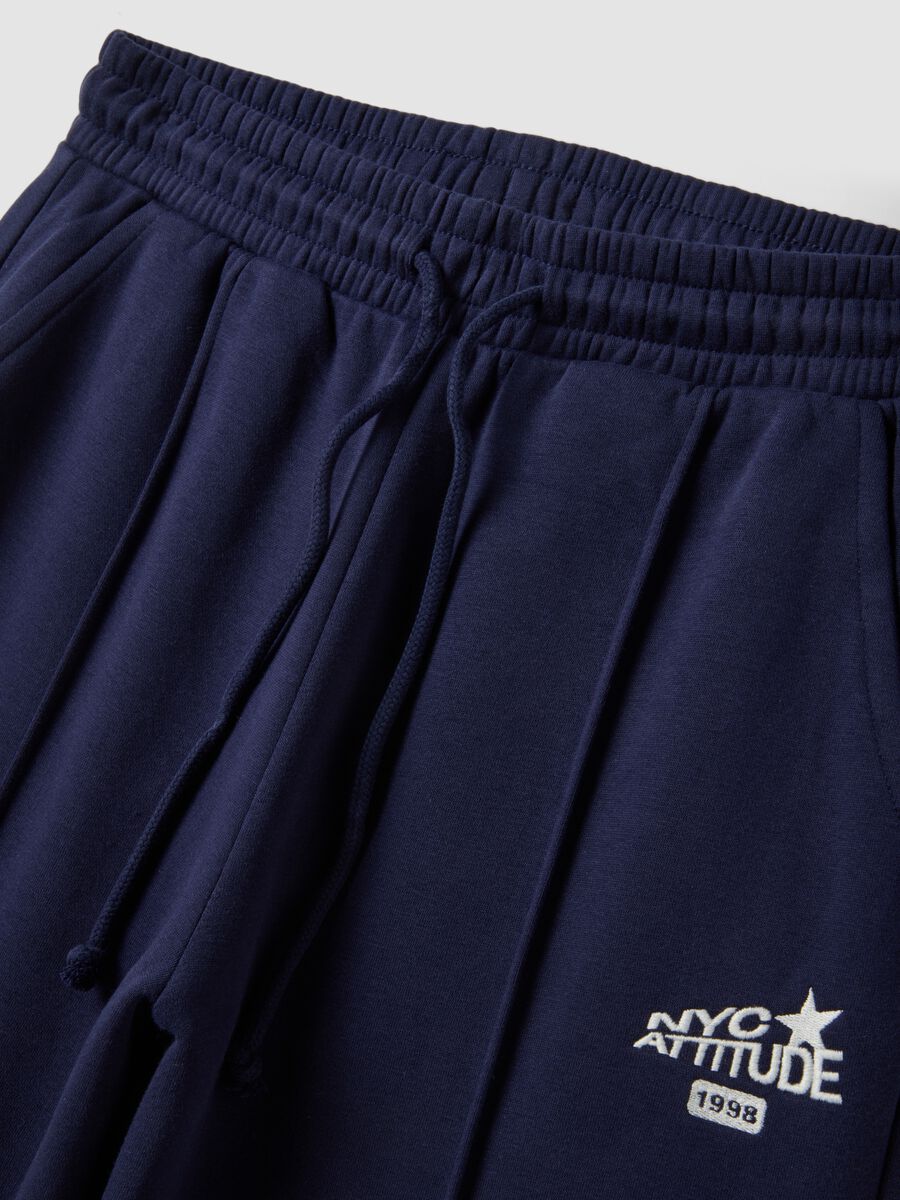 Blue cotton-blend straight-fit joggers_1