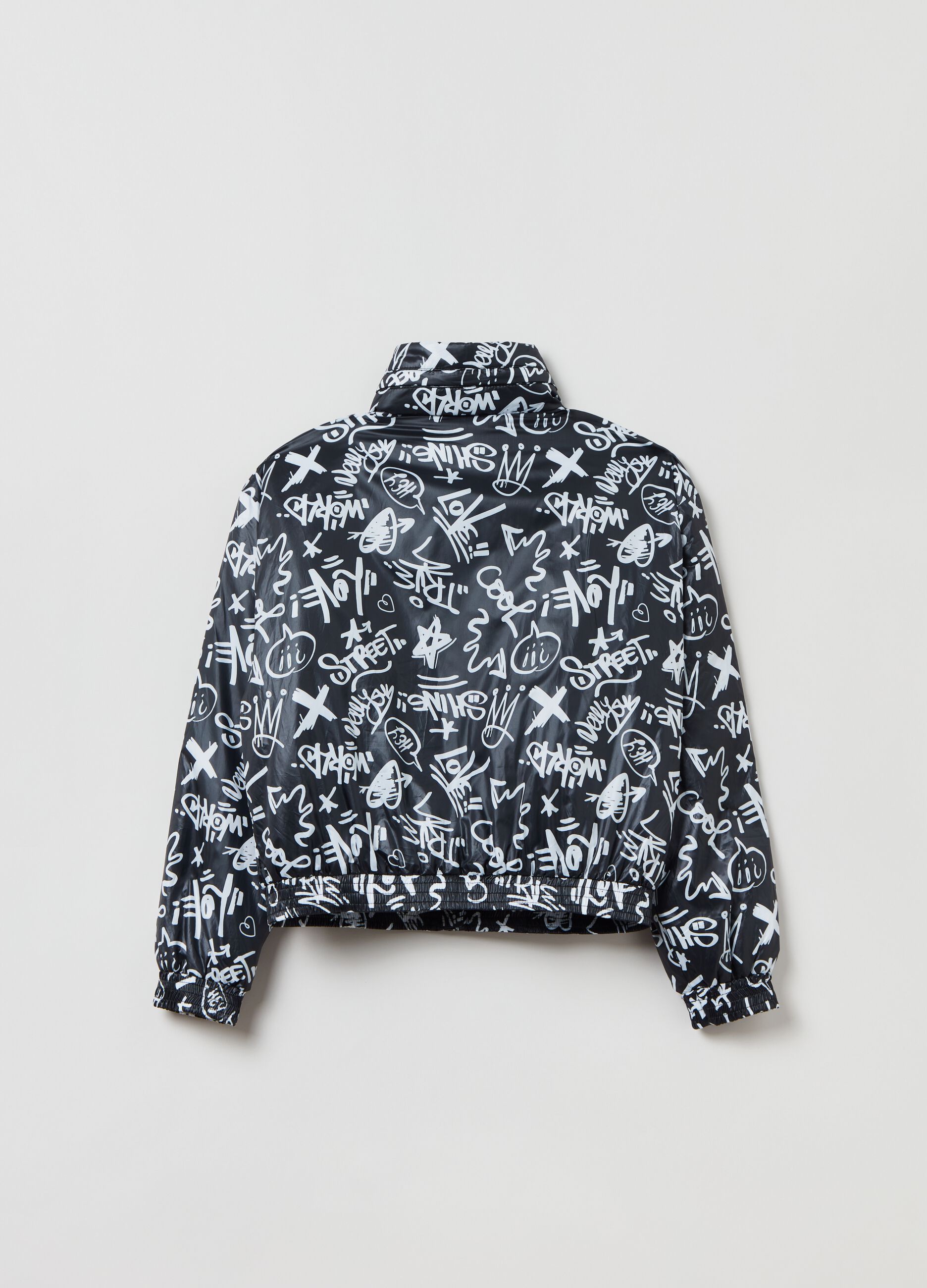 Bomber imbottito con stampa lettering