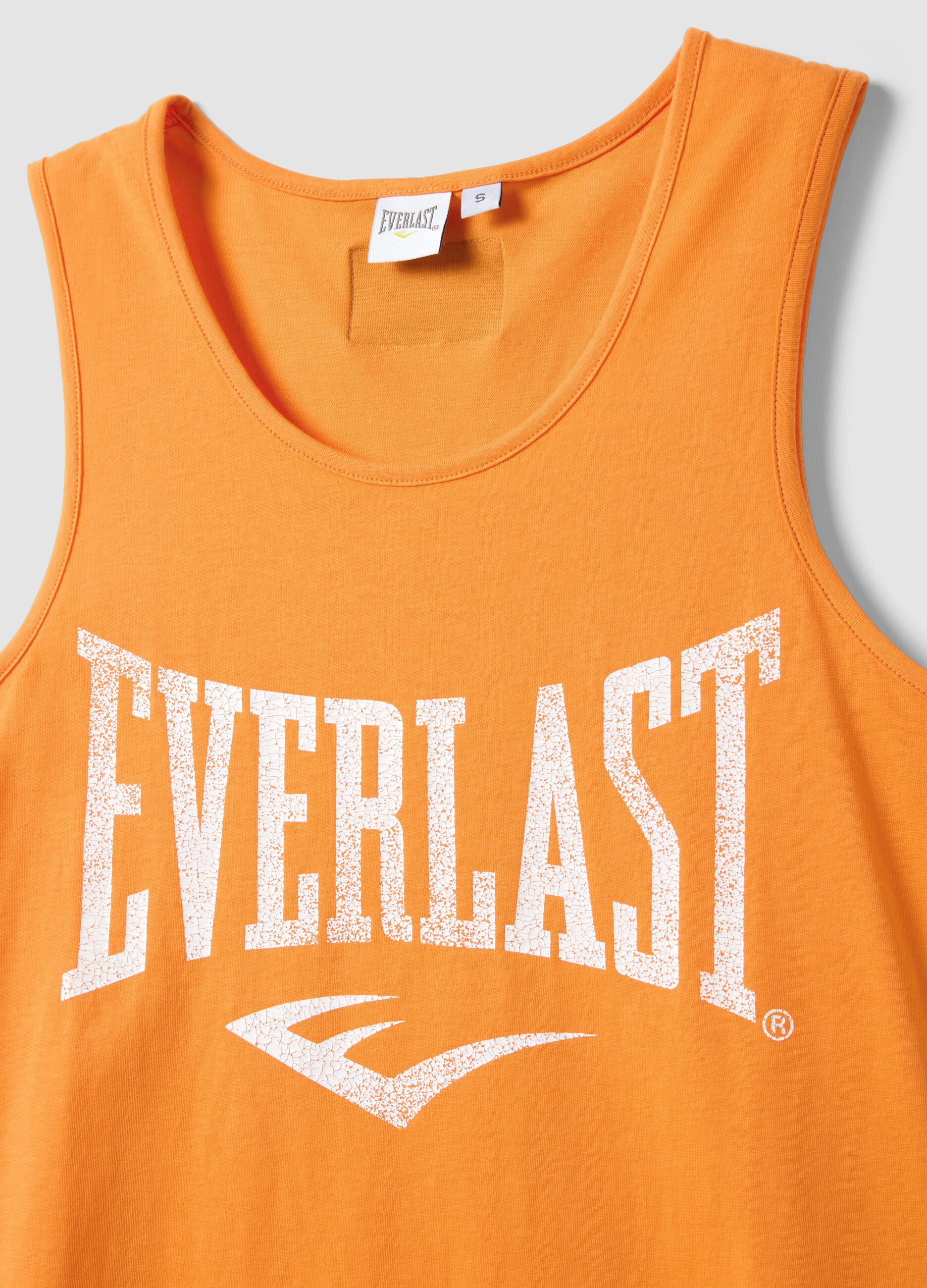 Tank top in puro cotone arancione regular fit con logo Everlast