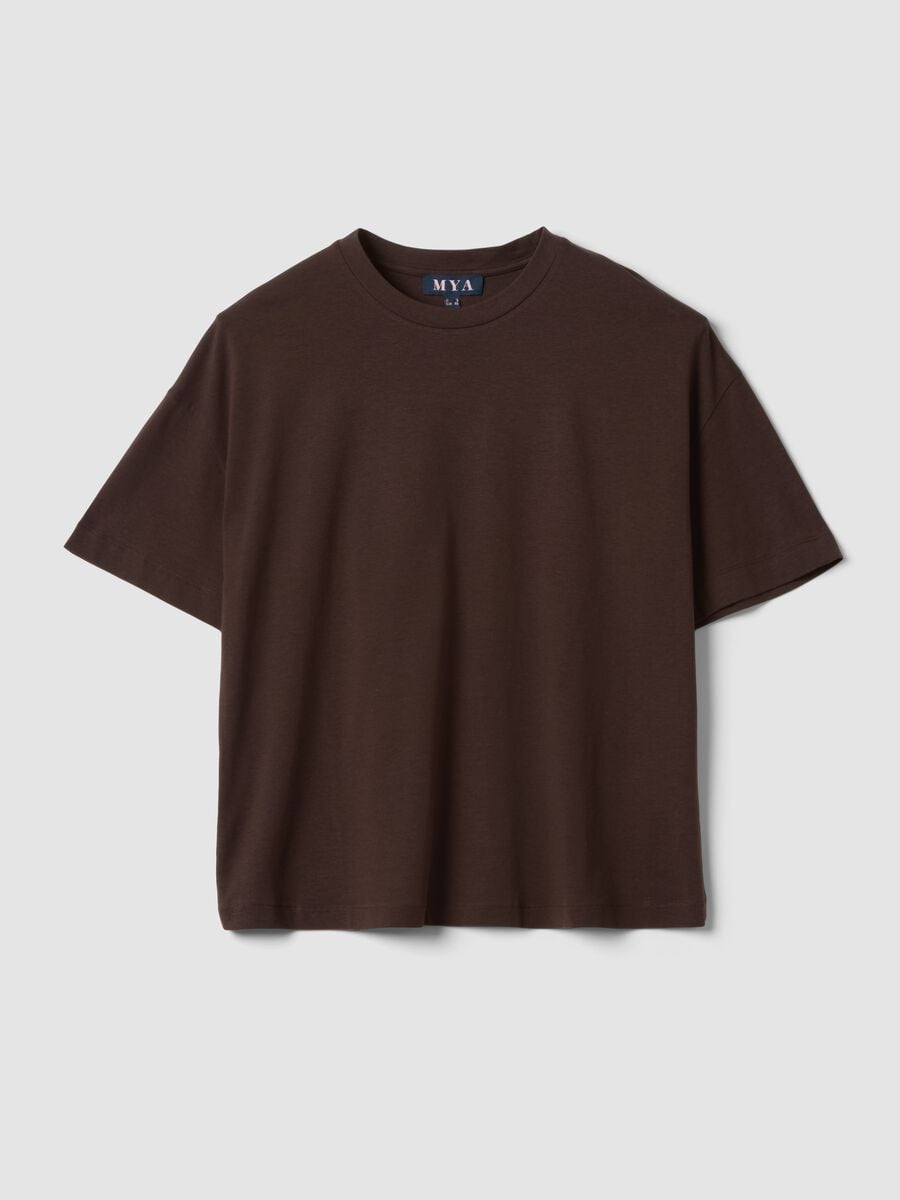 Brown stretch cotton and modal T-shirt_4