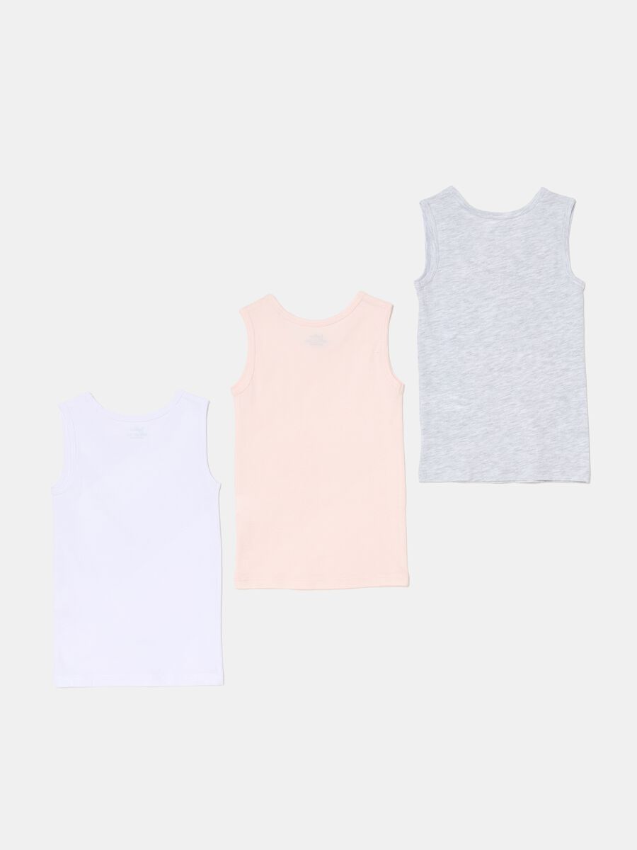 Three-pack racerback vests in organic cotton with bow_1