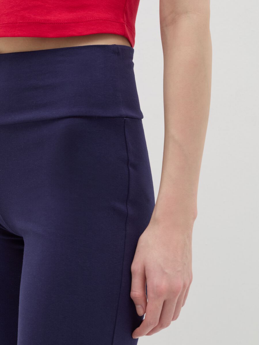 Flare-fit leggings in stretch cotton_3