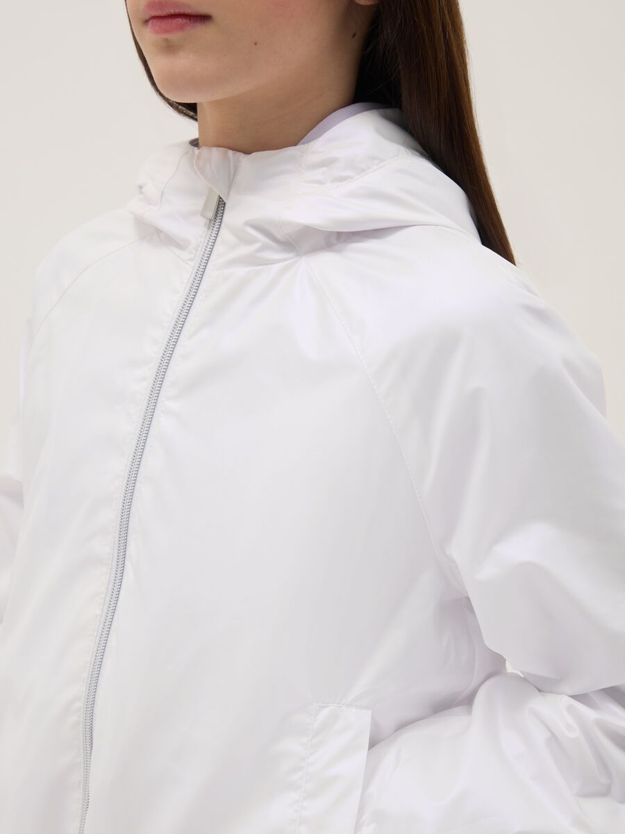 Giacca impermeabile bianca con cappuccio da ragazza regular fit_2