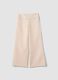 Pink linen-viscose blend wide-leg trousers with side zip fastening_0