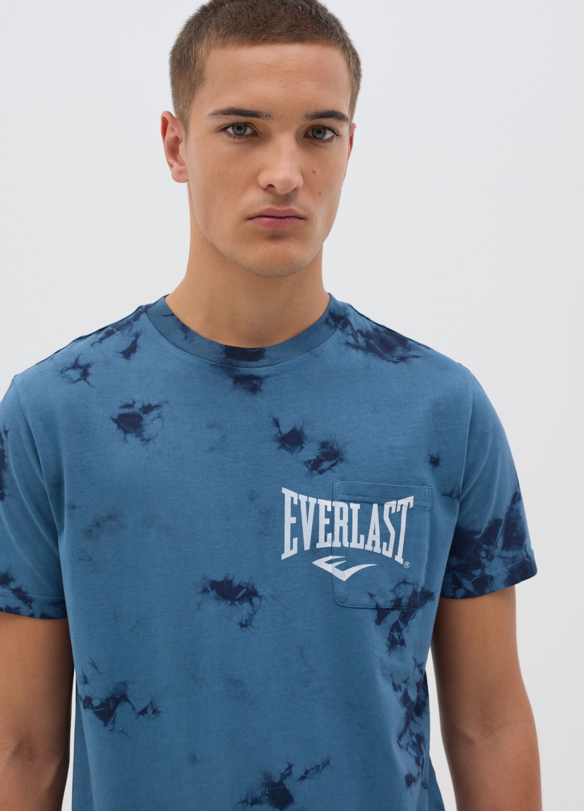 Blue Short Sleeve T-Shirt with Everlast Print