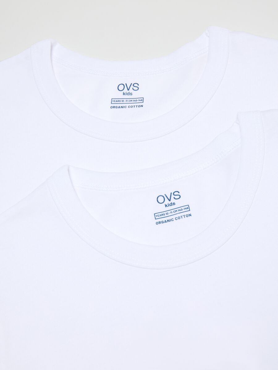 Two-pack white boy's t-shirts in pure cotton regular fit_3
