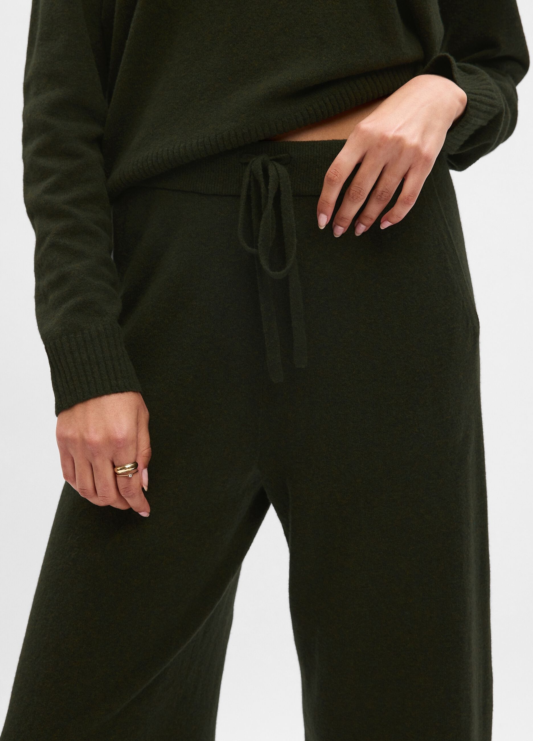 Joggers wide leg in maglia con coulisse