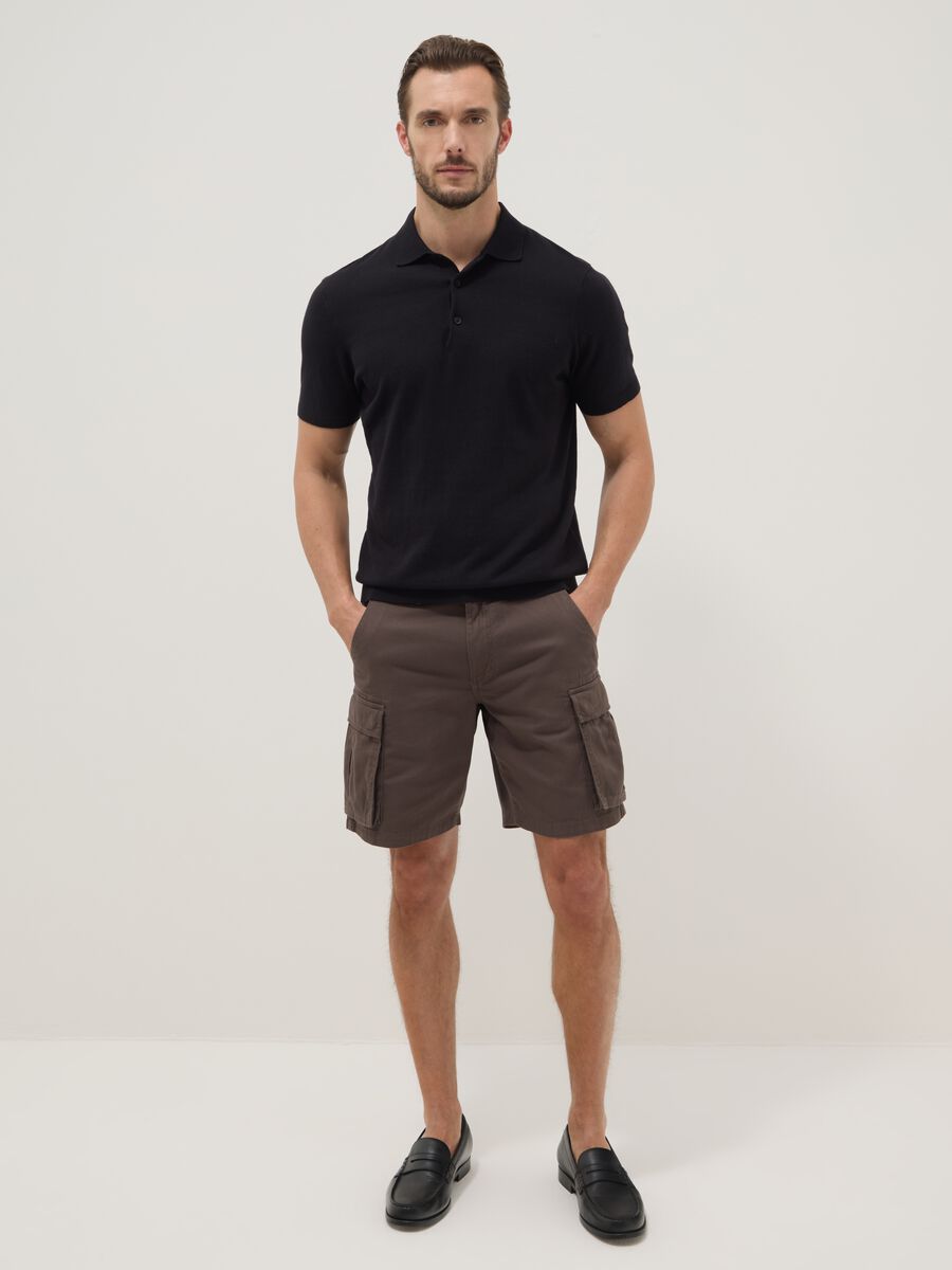 Bermuda cargo marroni in puro cotone regular fit_0