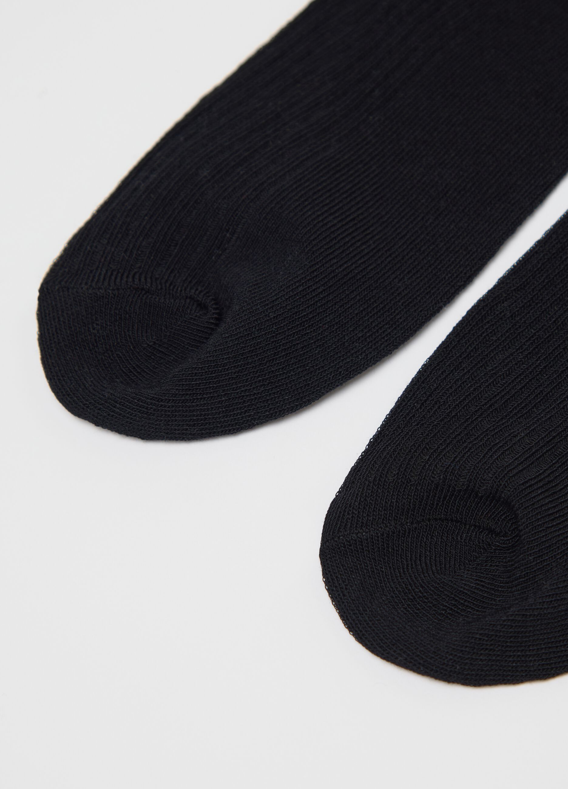 Three-pair pack ribbed black midi socks
