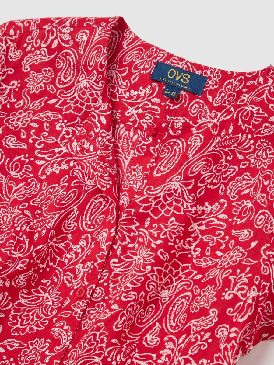 Red cotton dress with floral pattern by Ovs_5
