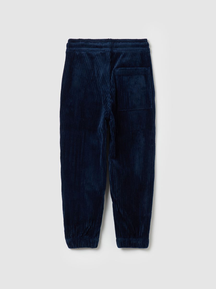 Corduroy jogger trousers with drawstring_1