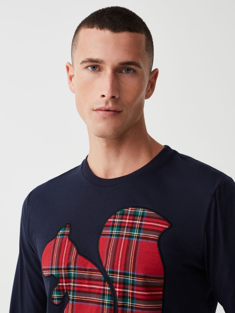 Pigiama lungo con patch tartan_1