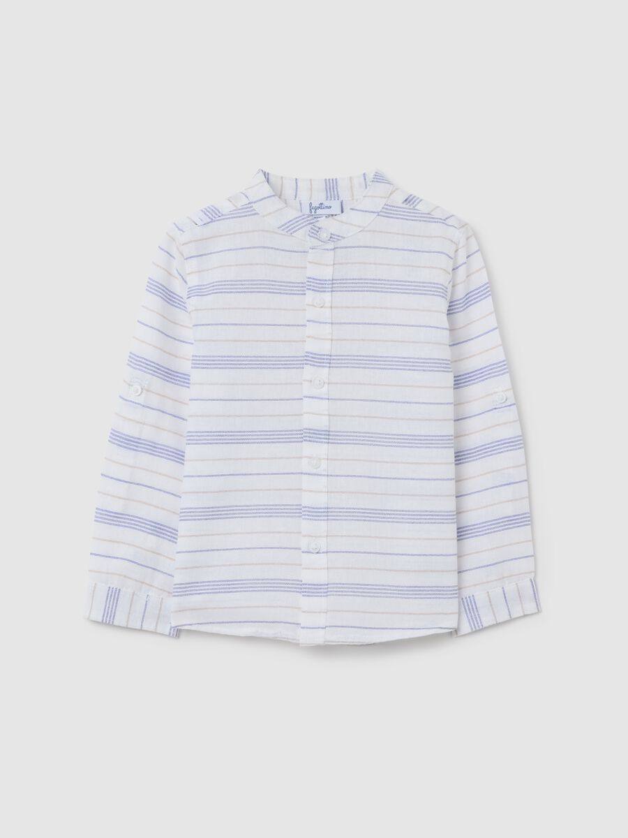 Striped shirt for boys in cotton and linen_0