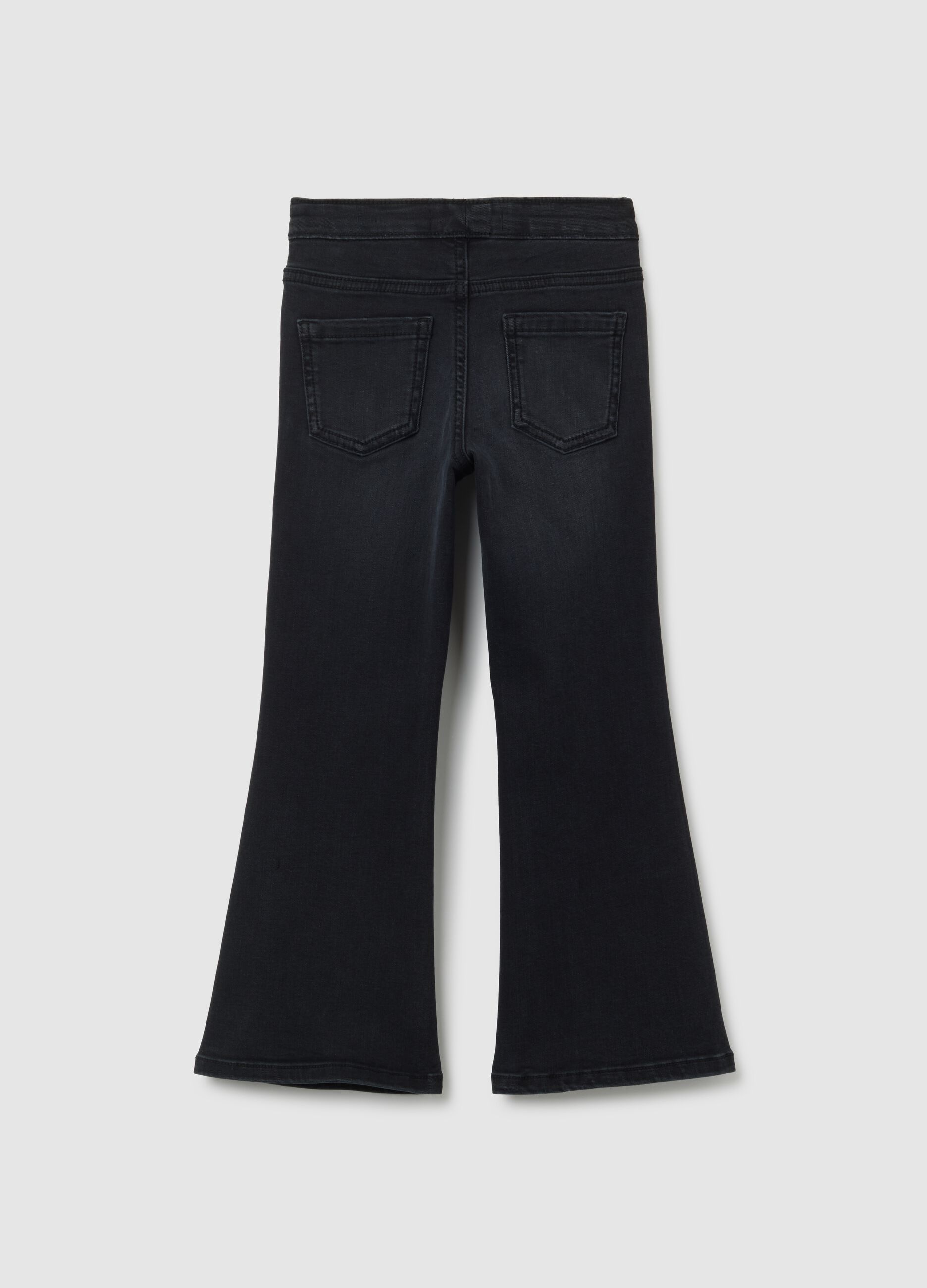 Jeggings da bambina in denim nero flare