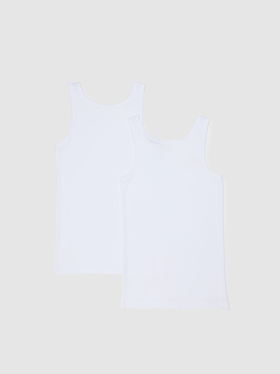 Boys' white undershirts twin pack in pure cotton regular fit_1