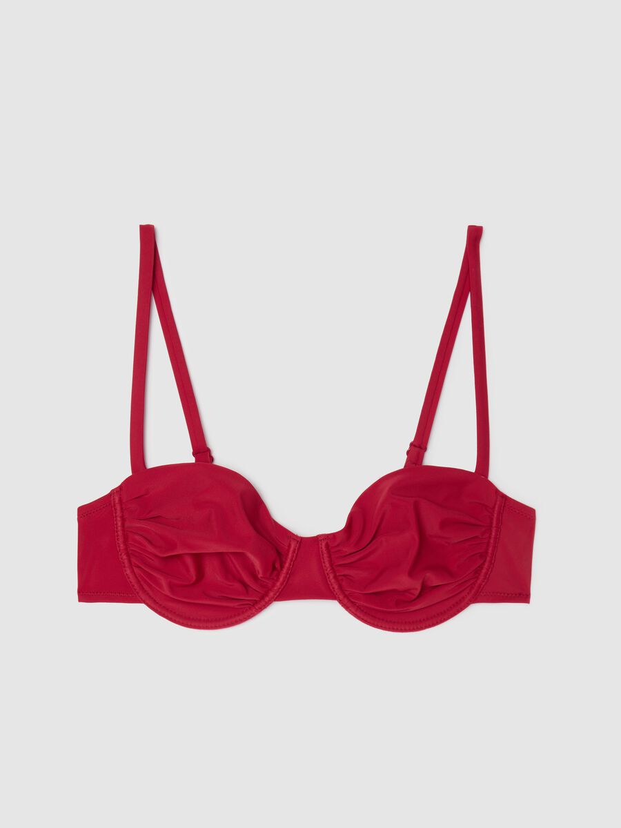 Women’s bikini top in red stretch fabric with cups_4