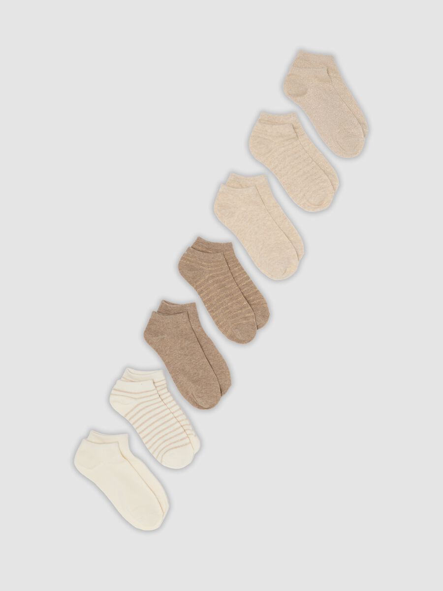 Seven-pack of beige stretch organic cotton socks_0