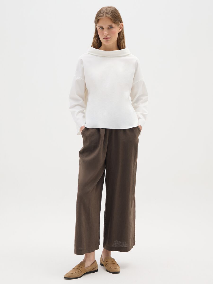 White stretch cotton regular fit jumper_1