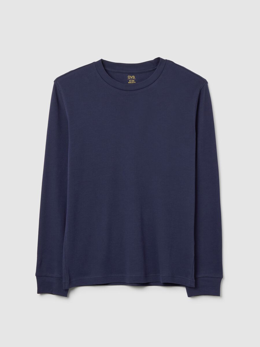 T-shirt in puro cotone blu regular fit_4
