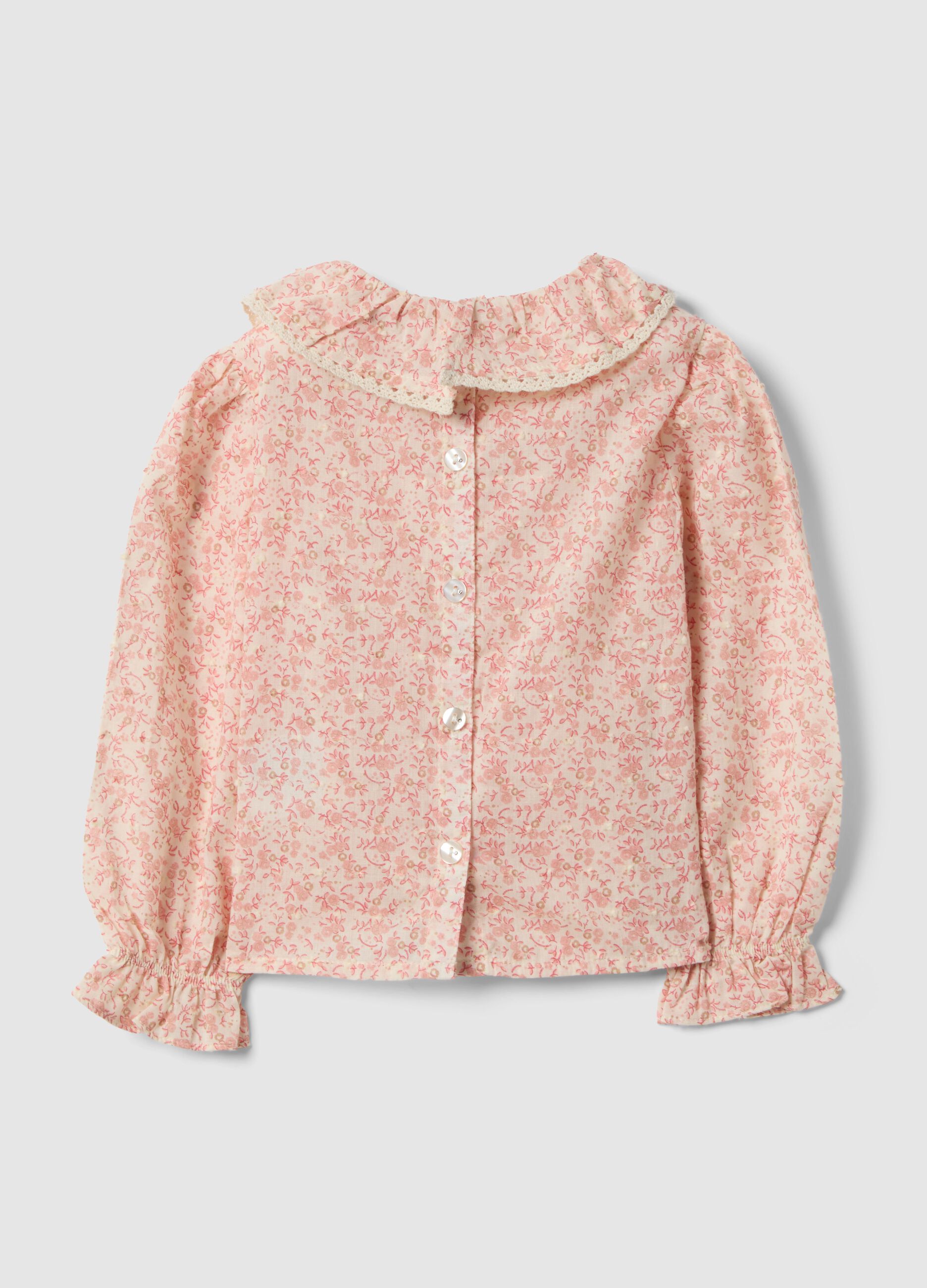 Girls' regular fit multicolor pure cotton blouse with flowers