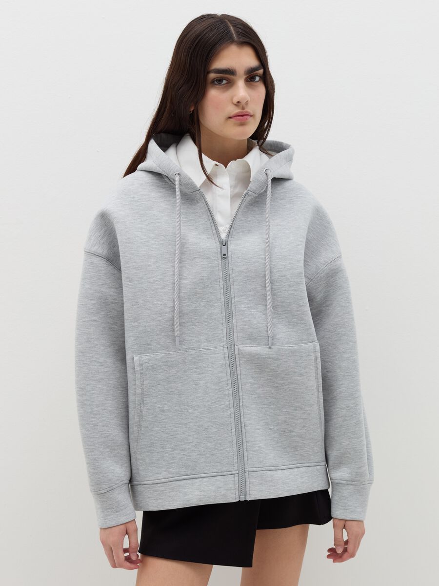 Oversized sweatshirt with hood and zip_0