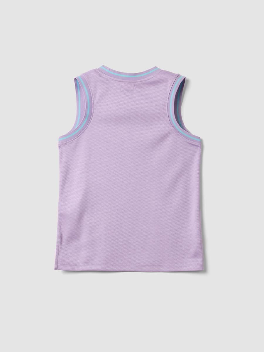 Canotta sportiva viola da ragazza con scollo a V loose fit_4
