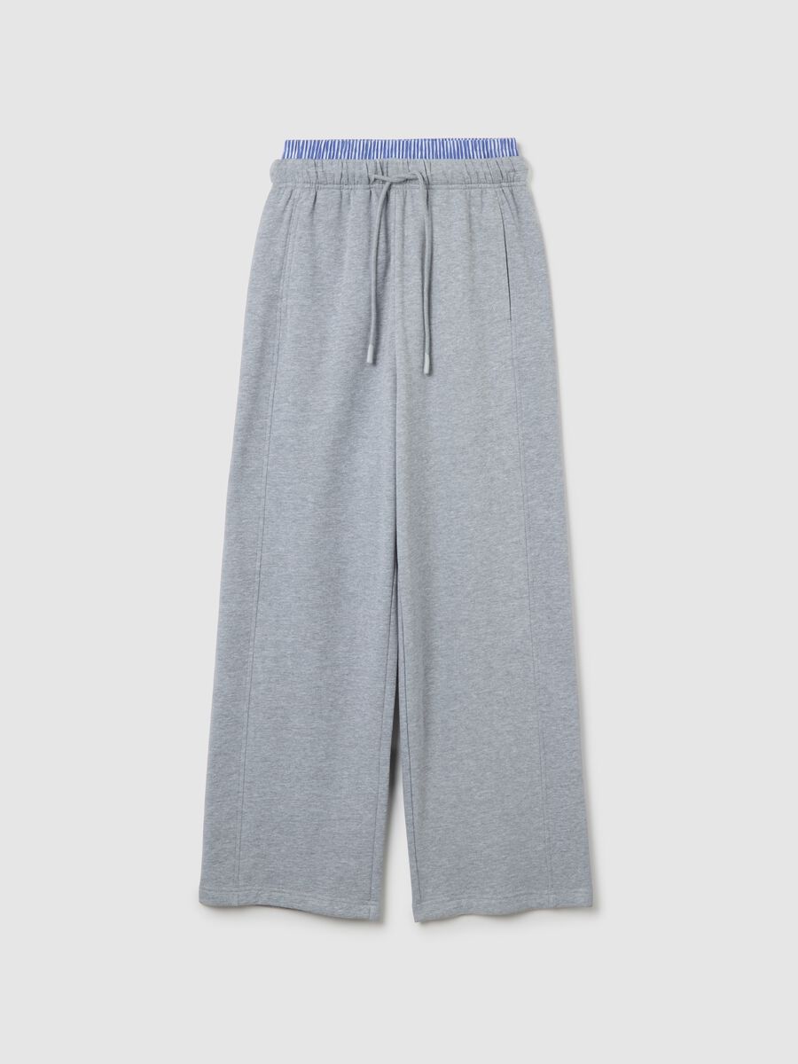 Grey Cotton Mix Wide Leg Jogger_4