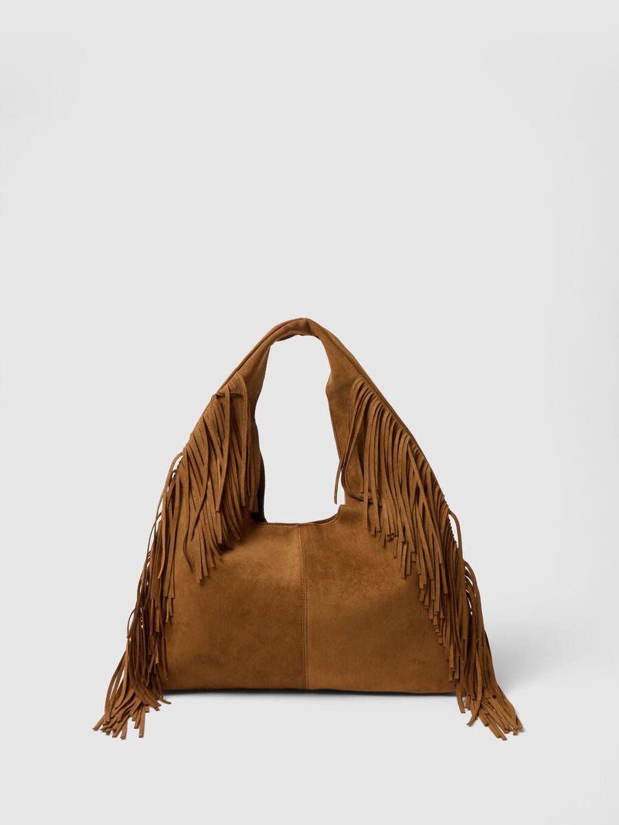 Borsa handbag marrone con frange_0