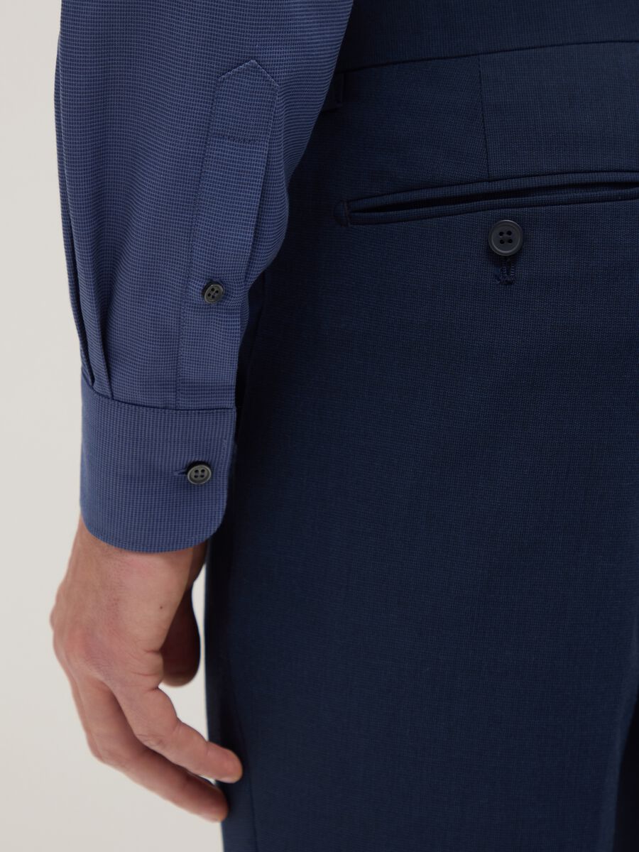 Blue shirt with French collar in pure cotton slim fit_3