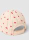 Girls' beige pure cotton hat with pink hearts_1