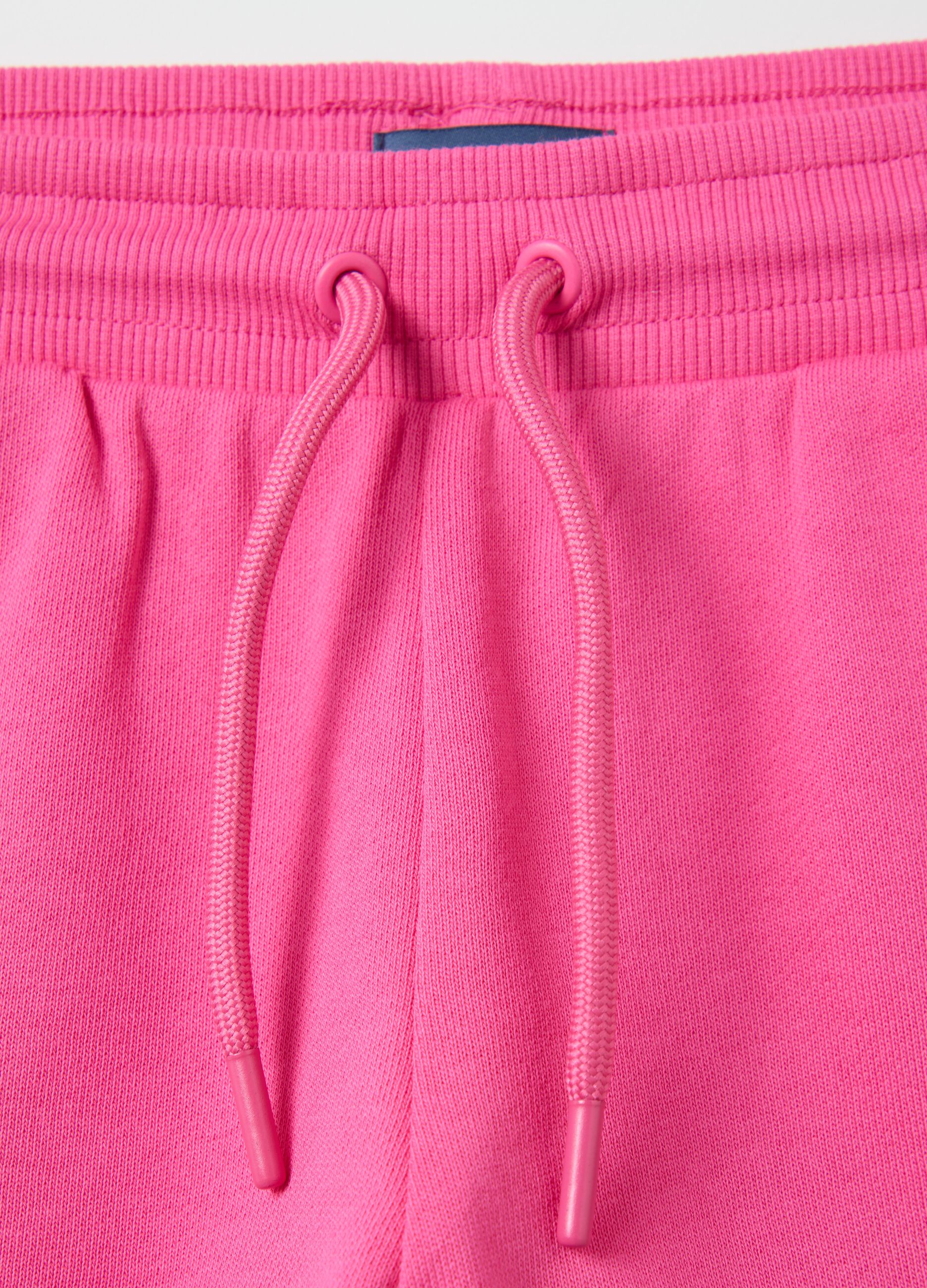 Pink French terry shorts with drawstring