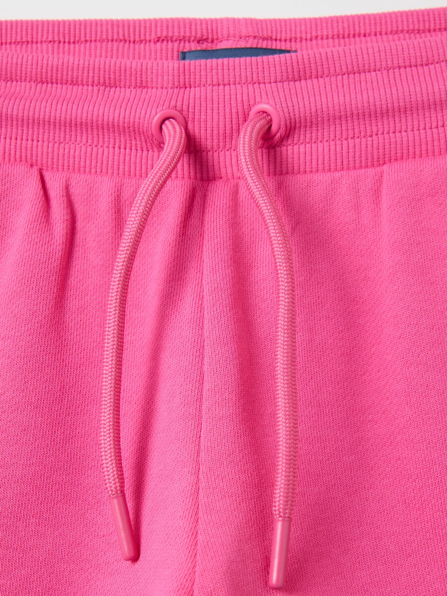Pink French terry shorts with drawstring_2