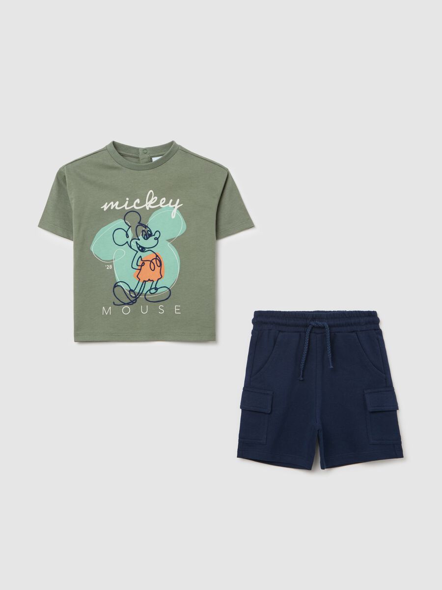 Blue and green jogging set with Mickey Mouse embroidery_0